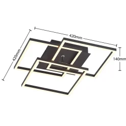 Gang|Loftlamper ^ Lindby LED-loftlampe Quiana, CCT, kantet, sort, 42 cm