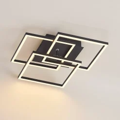 Gang|Loftlamper ^ Lindby LED-loftlampe Quiana, CCT, kantet, sort, 42 cm