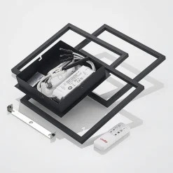 Gang|Loftlamper ^ Lindby LED-loftlampe Quiana, CCT, kantet, sort, 42 cm