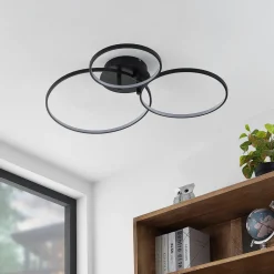 Lindby Gang|Loftlamper > LED-loftlampe Rayk, sort, metal, 77 cm, dæmpbar