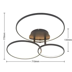 Lindby Gang|Loftlamper > LED-loftlampe Rayk, sort, metal, 77 cm, dæmpbar