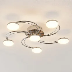 Loftlamper|Loftlamper ^ Lindby LED-loftlampe Rouven, spiralform, 6 lyskilder, grå
