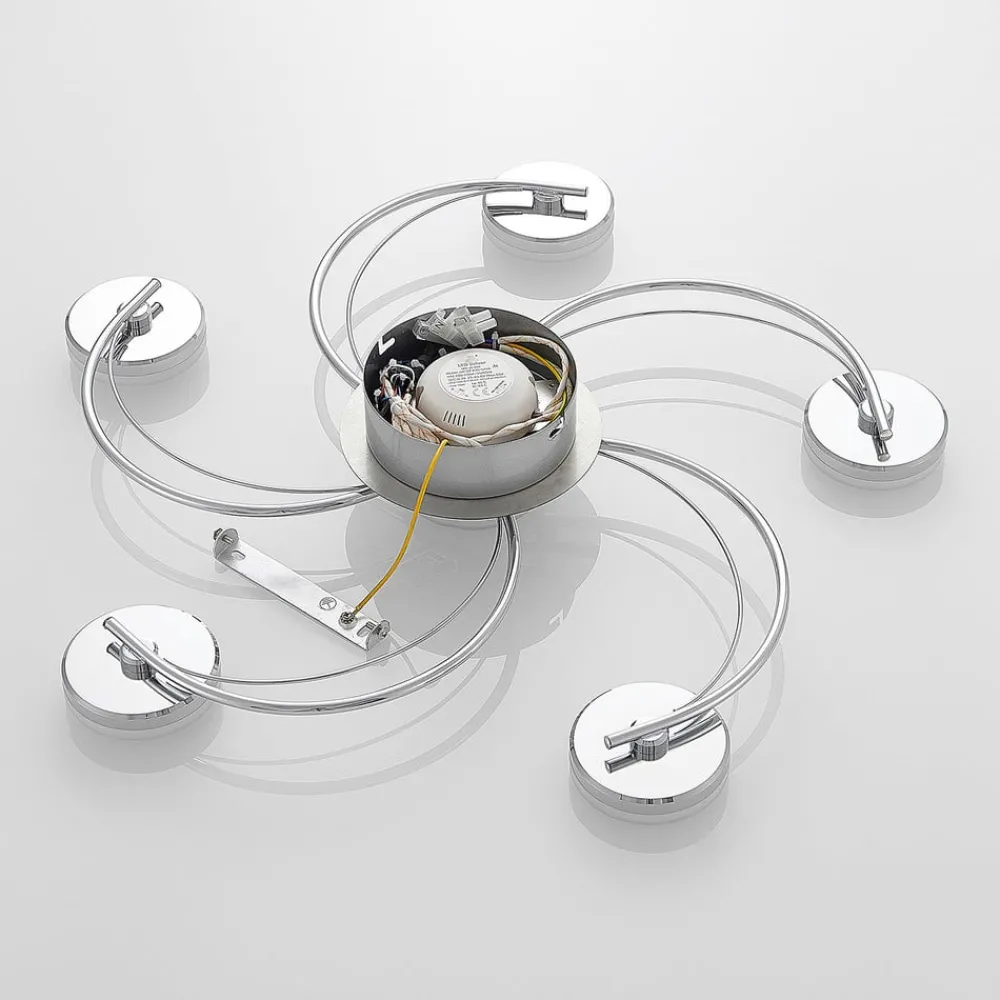 Loftlamper|Loftlamper ^ Lindby LED-loftlampe Rouven, spiralform, 6 lyskilder, grå