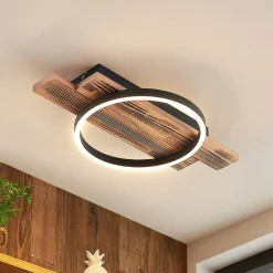 Loftlamper|Loftlamper ^ Lindby LED-loftlampe Sentoa, træ, 52,8 cm lang, 3.000 K