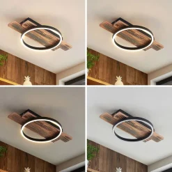 Loftlamper|Loftlamper ^ Lindby LED-loftlampe Sentoa, træ, 52,8 cm lang, 3.000 K