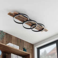Lindby Gang|Loftlamper > LED-loftlampe Sentoa, træ, 100 cm lang, 3.000 K