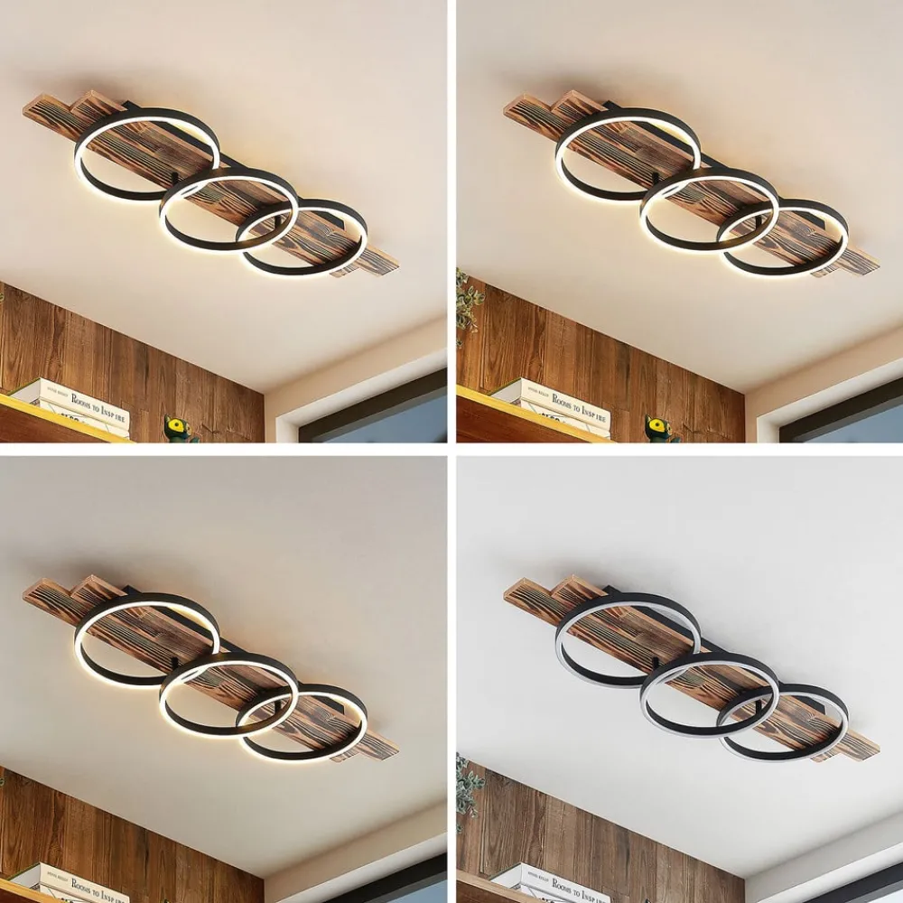 Lindby Gang|Loftlamper > LED-loftlampe Sentoa, træ, 100 cm lang, 3.000 K