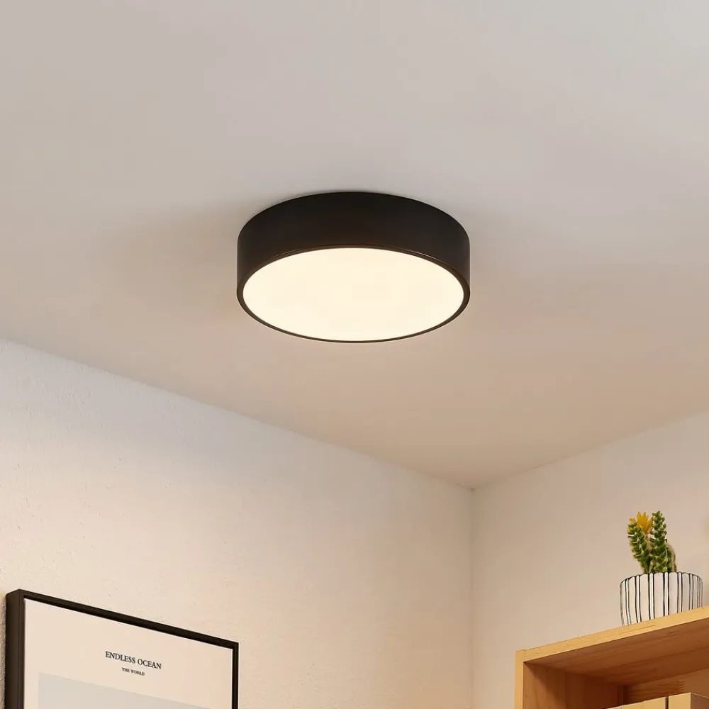 Lindby Loftlamper|Loftlamper > LED-loftlampe Simera, Ø 30 cm, sort, hvid