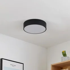 Lindby Loftlamper|Loftlamper > LED-loftlampe Simera, Ø 30 cm, sort, hvid