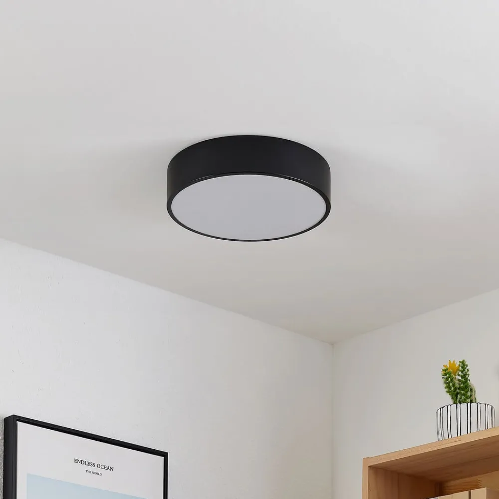 Lindby Loftlamper|Loftlamper > LED-loftlampe Simera, Ø 30 cm, sort, hvid
