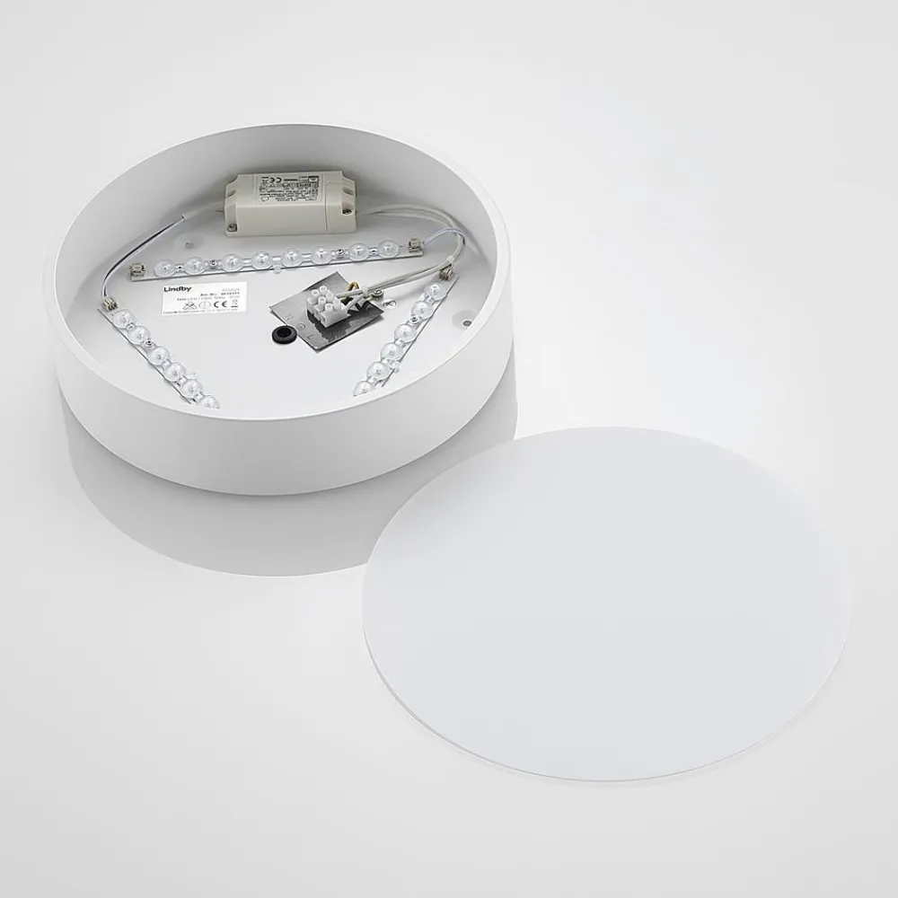 Lindby Loftlamper|Loftlamper > LED-loftlampe Simera, Ø 30 cm, hvid, metal