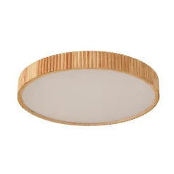 Gang|Loftlamper ^ Lindby LED-loftlampe Velua, hvid/lys træ, CCT, Ø 50 cm