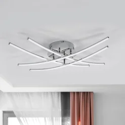 Lindby Loftlamper|Loftlamper > LED-loftlampe Yael, kromfarvet, metal, 67 cm lang
