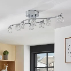 Loftlamper|Loftlamper ^ Lindby LED-loftlampe Yaro, 8 lyskilder, krom, dæmpbar