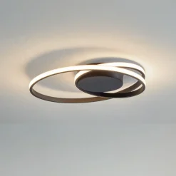 Loftlamper|Pendellamper ^ Lindby LED-loftlampe Youna, sort, aluminium, 39 cm, dæmpbar