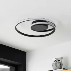 Loftlamper|Pendellamper ^ Lindby LED-loftlampe Youna, sort, aluminium, 39 cm, dæmpbar