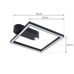 Lindby Gang|Loftlamper > LED-loftlampe Yulla, 34 cm, sort, sensor