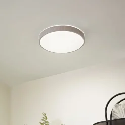 Lindby Arbejdsrum/Kontor|Gang > LED-loftlampe Zylo, lysegrå, Ø 49 cm, CCT, dæmpbar