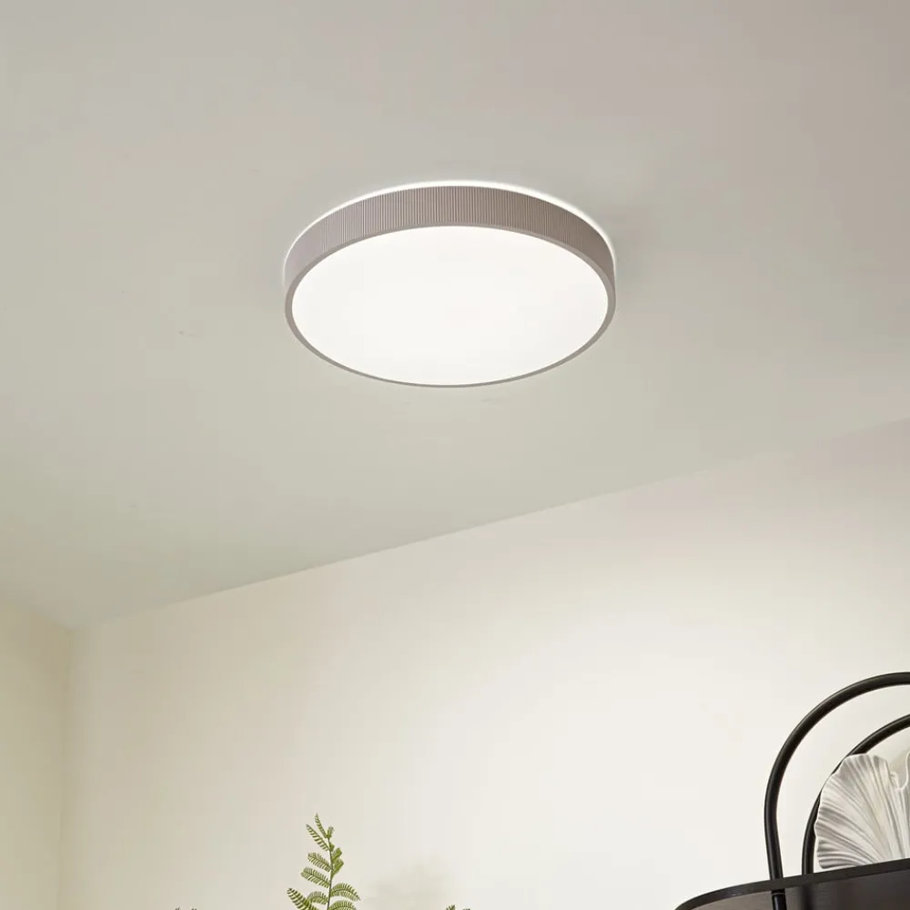 Lindby Arbejdsrum/Kontor|Gang > LED-loftlampe Zylo, lysegrå, Ø 49 cm, CCT, dæmpbar
