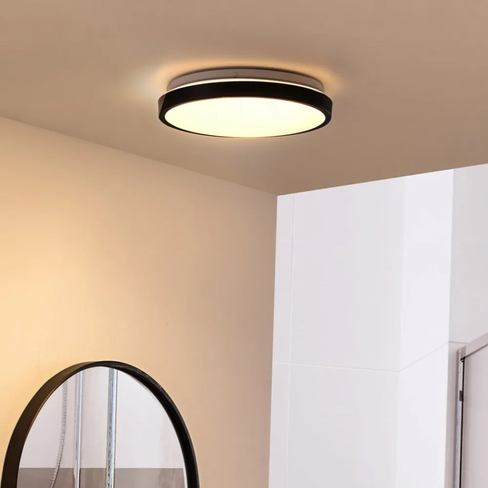 Lindby Loftlamper|Loftlamper > LED-loftslampe Medon Ø 29 cm sort plast IP44
