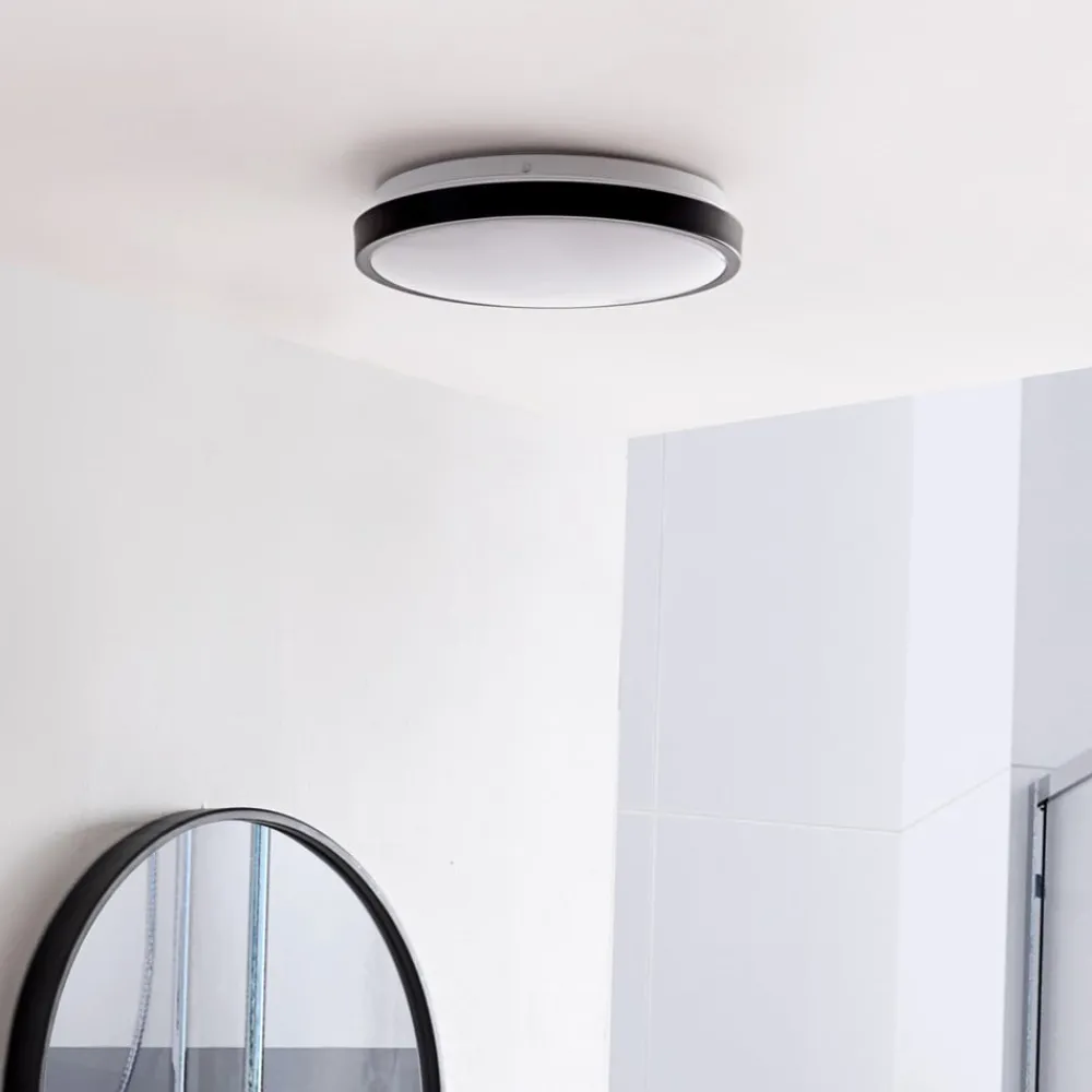 Lindby Loftlamper|Loftlamper > LED-loftslampe Medon Ø 29 cm sort plast IP44