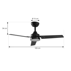 Lindby Loftventilatorer > LED-loftventilator Aerallo, sort, CCT, støjsvag