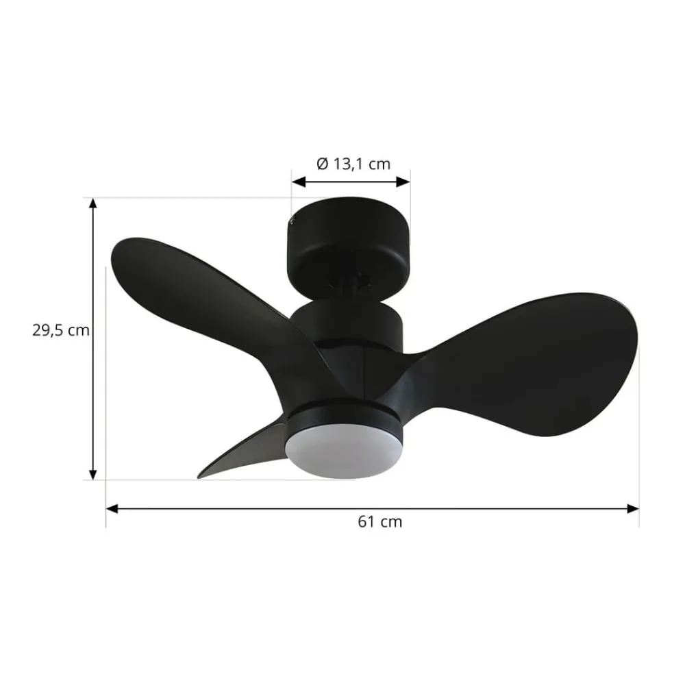 Loftventilatorer ^ Lindby LED-loftventilator Enon, sort, DC-motor, støjsvag