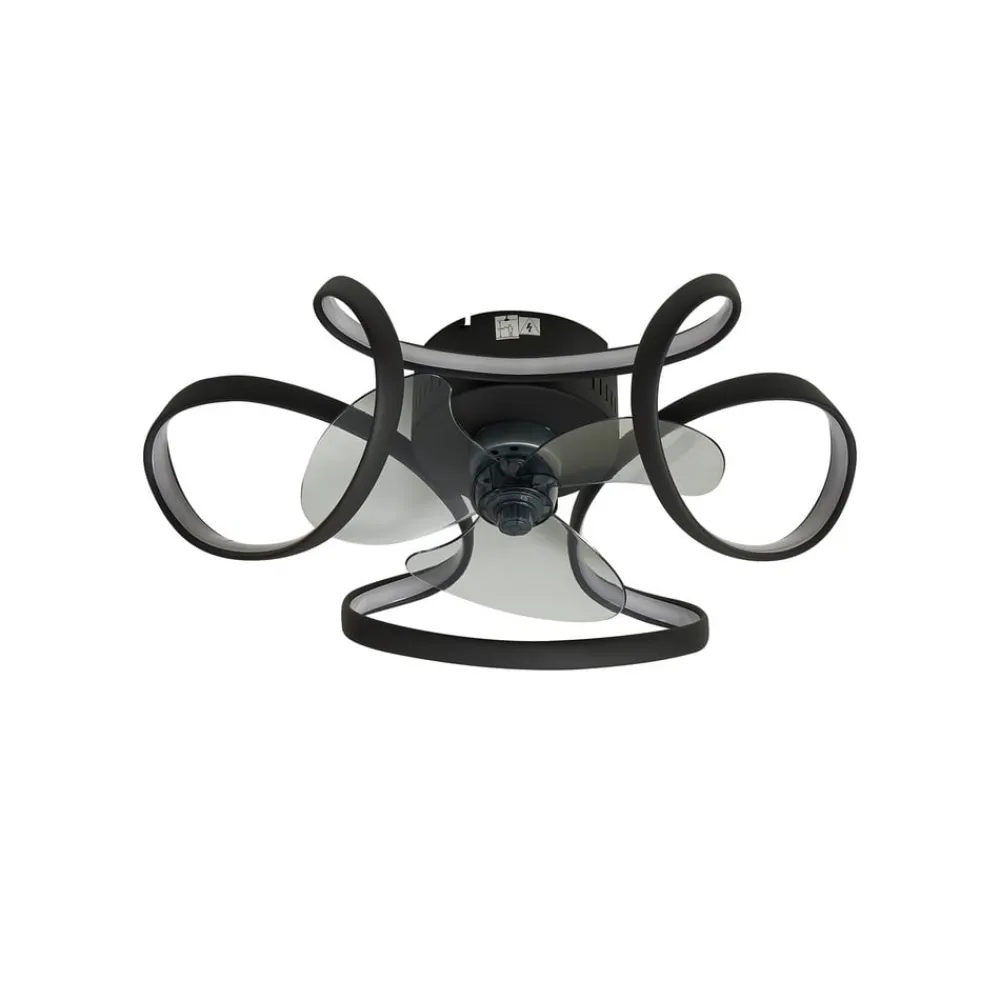 Lindby Loftventilatorer > LED-loftventilator Lomata, sort, støjsvag, Ø 23 cm