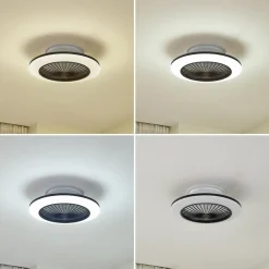 Loftventilatorer ^ Lindby LED-loftventilator Mamuti, sort, støjsvag, Ø 55 cm