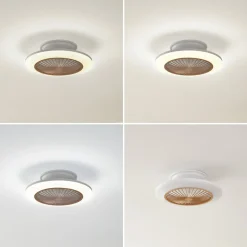 Loftventilatorer ^ Lindby LED-loftventilator Mamuti, træfarvet, støjsvag, 55 cm