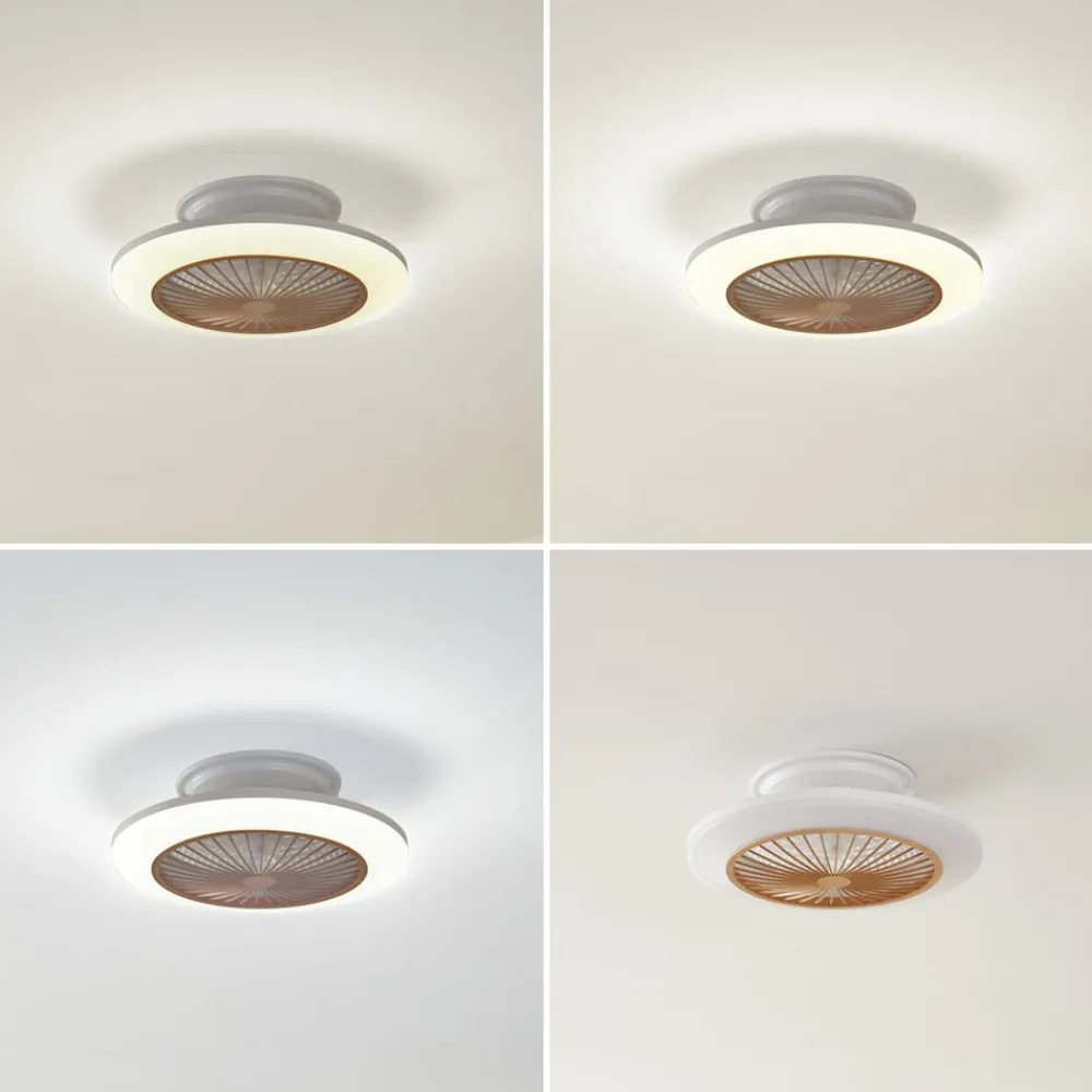 Loftventilatorer ^ Lindby LED-loftventilator Mamuti, træfarvet, støjsvag, 55 cm