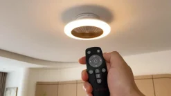 Loftventilatorer ^ Lindby LED-loftventilator Mamuti, træfarvet, støjsvag, 55 cm