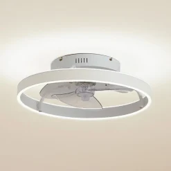 Lindby Loftventilatorer > LED-loftventilator Momitu, hvid, aluminium, Ø 50 cm