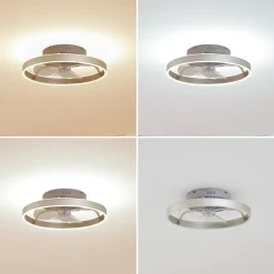 Loftventilatorer ^ Lindby LED-loftventilator Momitu, sølv, lydsvag, Ø 50 cm