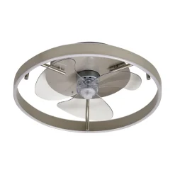 Loftventilatorer ^ Lindby LED-loftventilator Momitu, sølv, lydsvag, Ø 50 cm