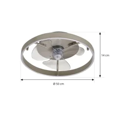 Loftventilatorer ^ Lindby LED-loftventilator Momitu, sølv, lydsvag, Ø 50 cm