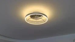 Loftventilatorer ^ Lindby LED-loftventilator Momitu, sølv, lydsvag, Ø 50 cm