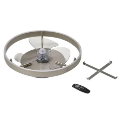 Loftventilatorer ^ Lindby LED-loftventilator Momitu, sølv, lydsvag, Ø 50 cm