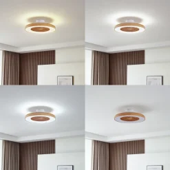 Lindby Loftventilatorer > LED-loftventilator Teleo, Ø 58 cm, træfarvet, CCT