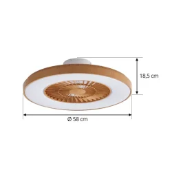 Lindby Loftventilatorer > LED-loftventilator Teleo, Ø 58 cm, træfarvet, CCT