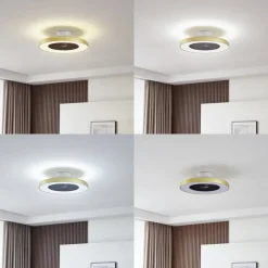 Lindby Loftventilatorer > LED-loftventilator Teleo, messing, DC, støjsvag, Tuya