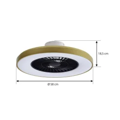 Lindby Loftventilatorer > LED-loftventilator Teleo, messing, DC, støjsvag, Tuya