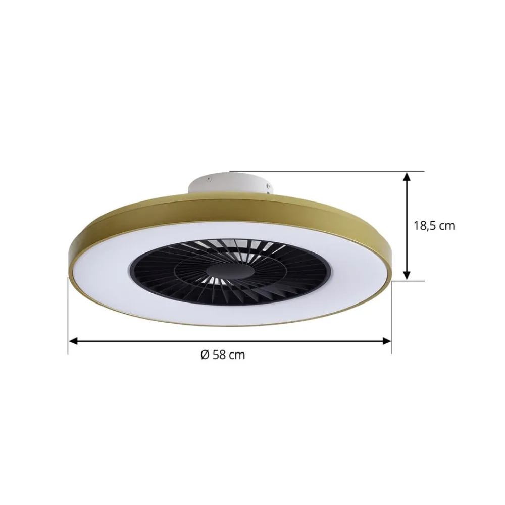 Lindby Loftventilatorer > LED-loftventilator Teleo, messing, DC, støjsvag, Tuya