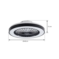 Loftventilatorer ^ Lindby LED-loftventilator Teleo, Ø48 cm, sort, DC, Tuya
