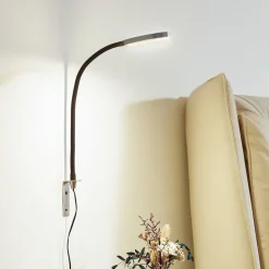 Væglamper|Væglamper ^ Lindby LED-læselampe Flexola, nikkel, rund, metal, stik
