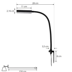 Lindby Væglamper|Væglamper > LED-læselampe Flexola, sort, kantet, stik