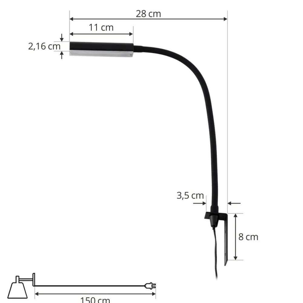 Lindby Væglamper|Væglamper > LED-læselampe Flexola, sort, kantet, stik