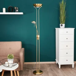 Lindby Gulvlamper|Gulvlamper > LED-læselampe Josefin, messing, læselampe, dæmpbar