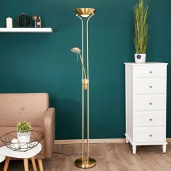 Lindby Gulvlamper|Gulvlamper > LED-læselampe Josefin, messing, læselampe, dæmpbar