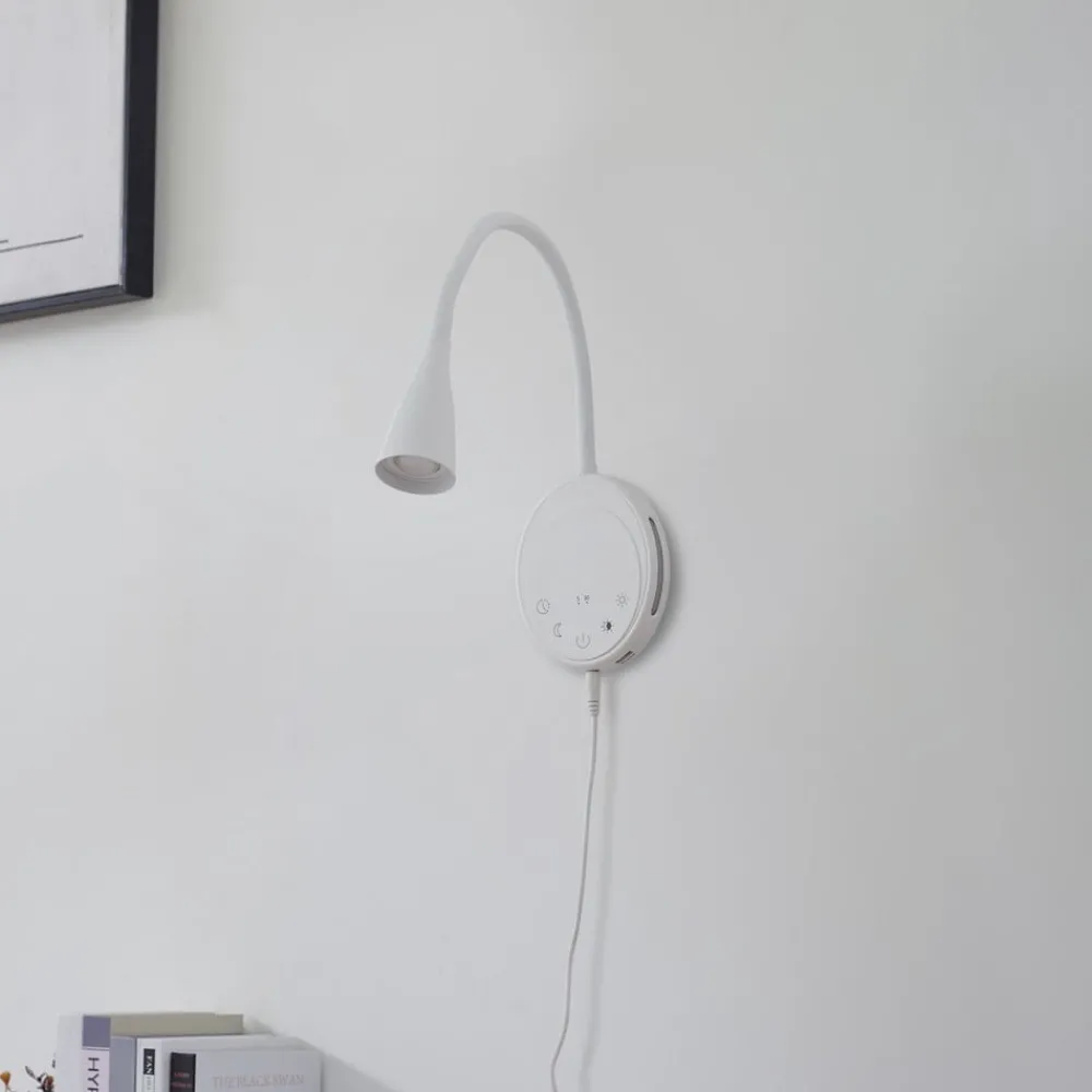 Lindby Væglamper|Væglamper > LED-læselampe Zayna, hvid, CCT, USB, dæmpbar, timer